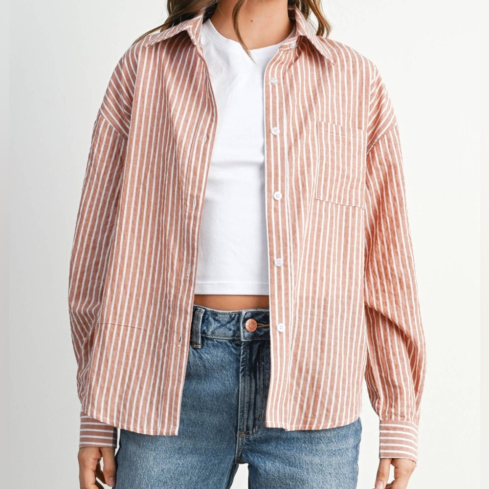 Striped Button Down Shirt NWT - image 1